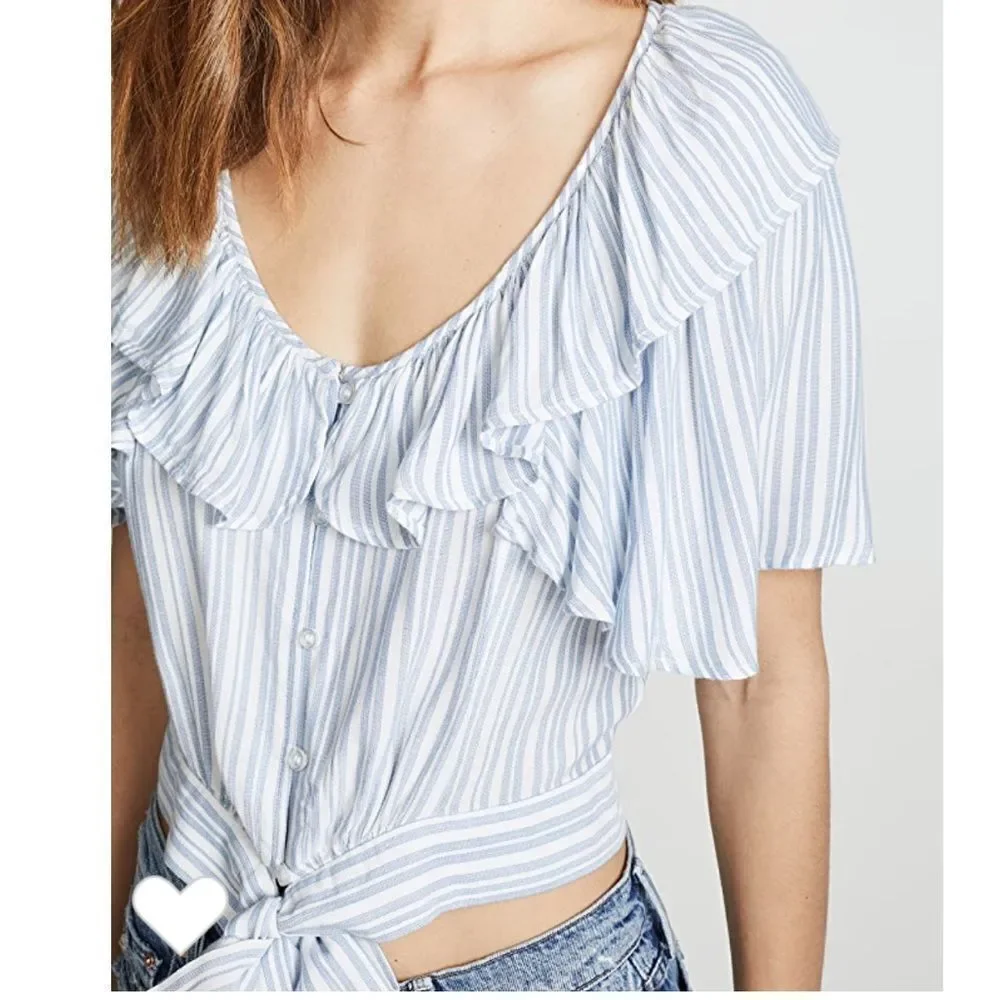 NWT Free People Rosemary Ruffle & Tie Front Top